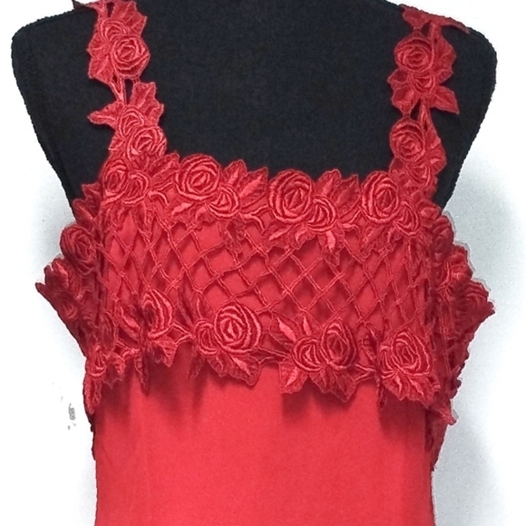 Lenovia USA red lace top straps zipper closer rayon dress Size: XL - Picture 6 of 6